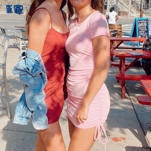 pink mini t shirt dress